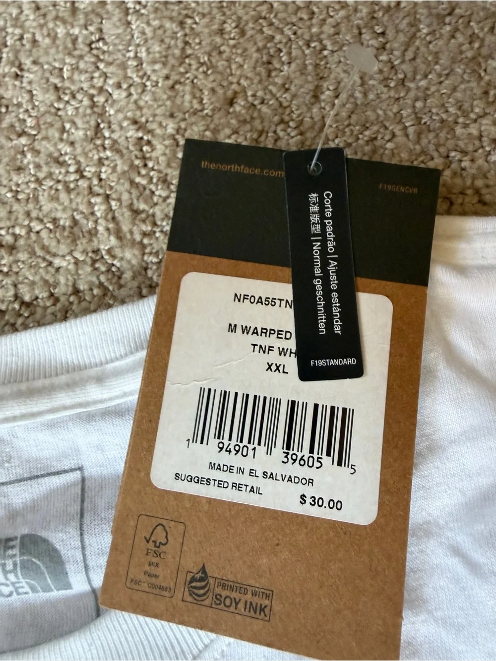 The North Face White Short-Sleeve Tee with Green Graphic